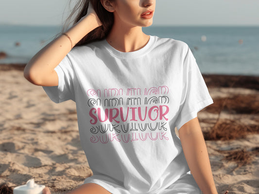 Stylish Pink Survivor Graphic T-Shirt for All Genders