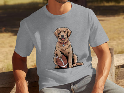 Golden Retriever with Football Graphic T-shirt