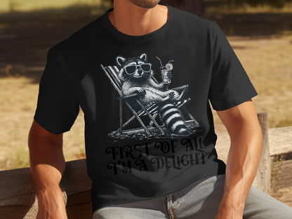 Funny Raccoon with Sunglasses Drinking Delightful Shirt