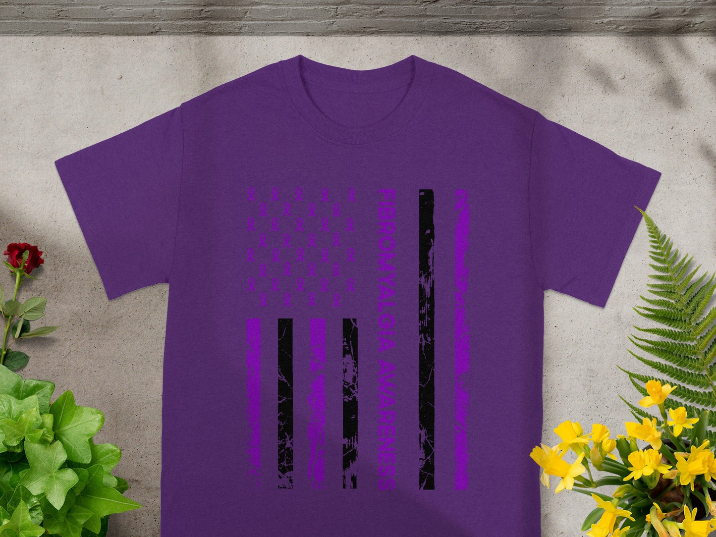 Purple Fibromyalgia Awareness T-shirt with Unique Design