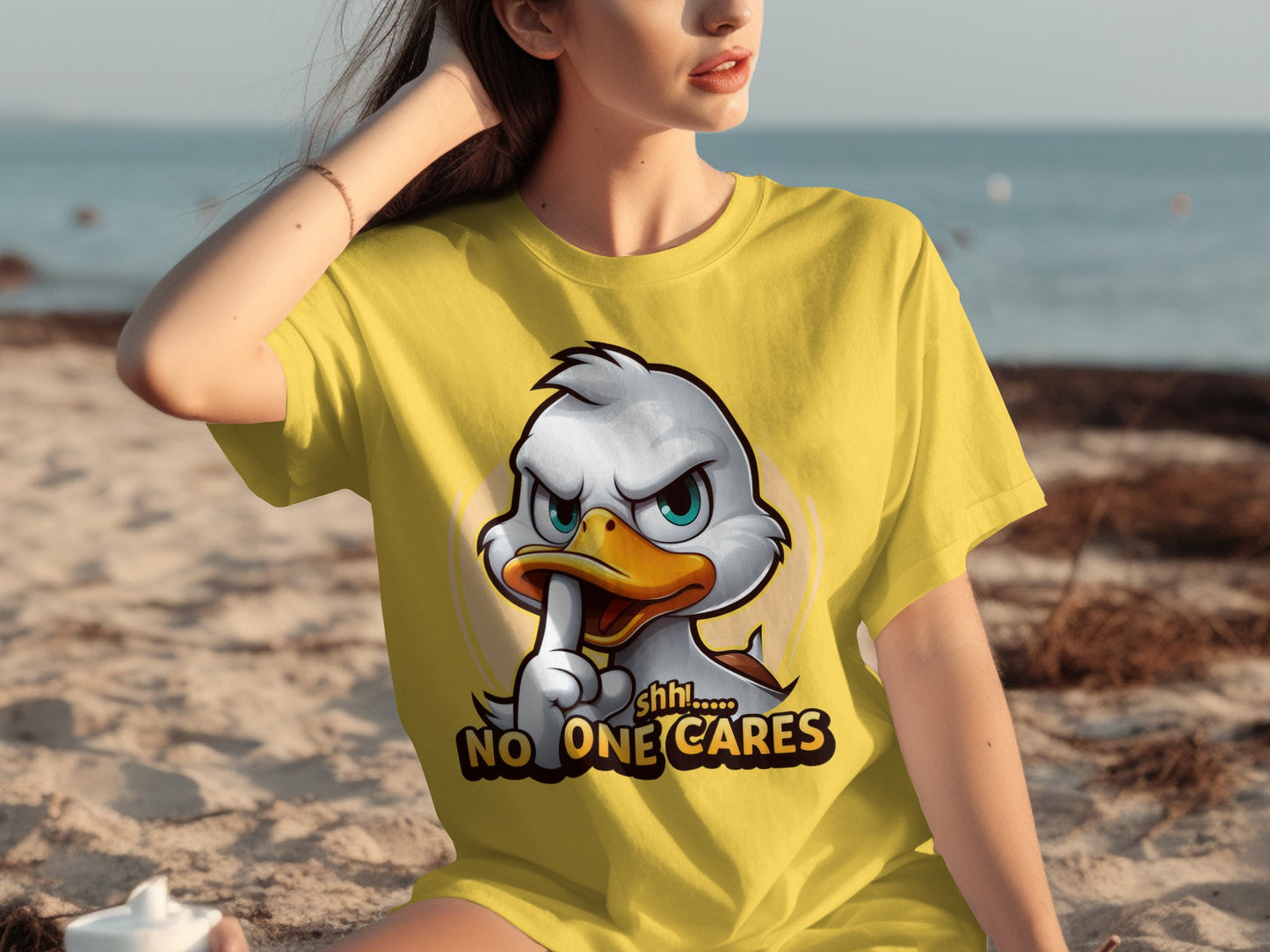 Shhh No One Cares Duck Graphic T-Shirt for Casual Wear