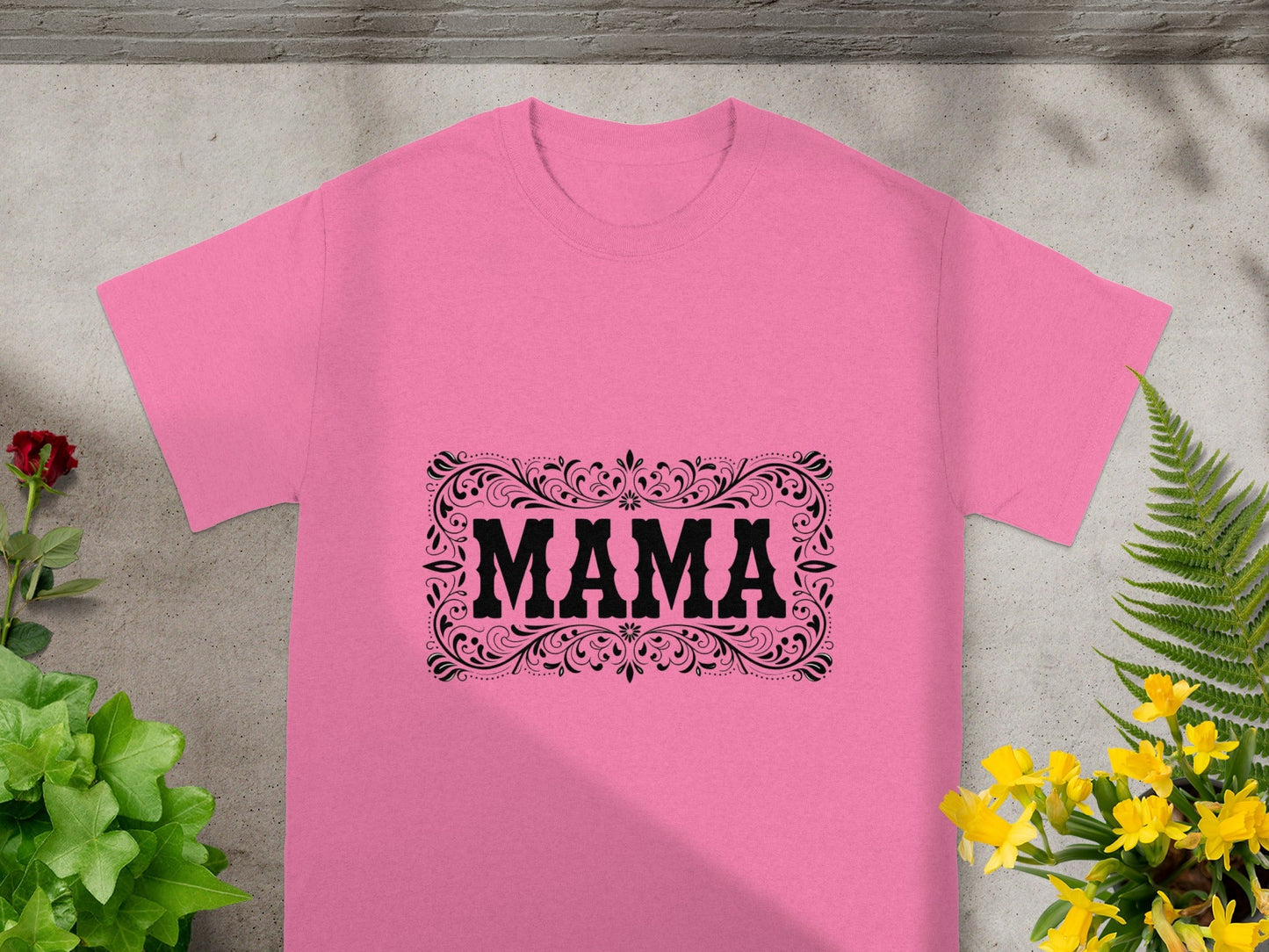 Mama Graphic Design on Pink T-Shirt for Moms