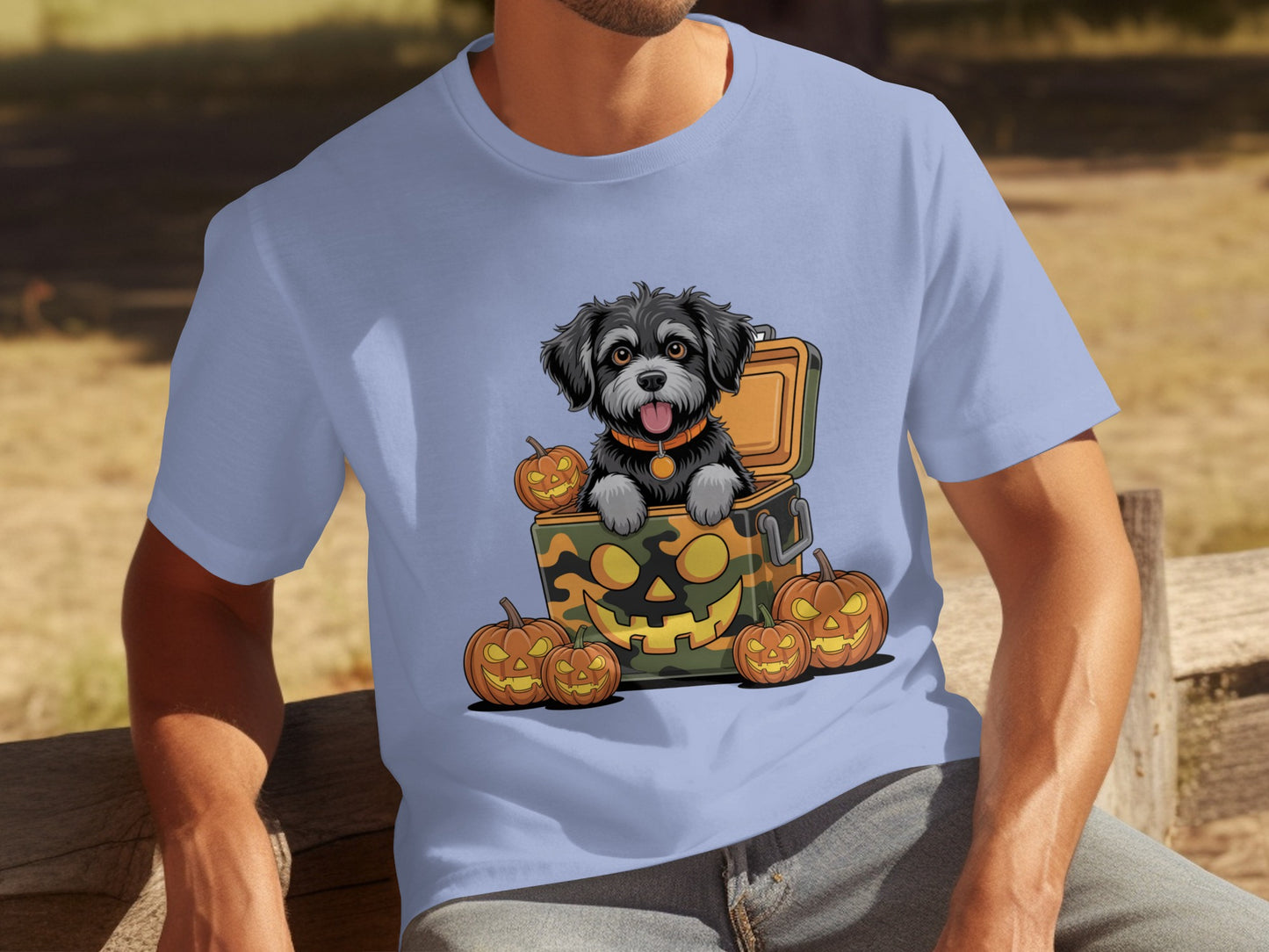 Halloween Puppy and Pumpkins Graphic T-Shirt