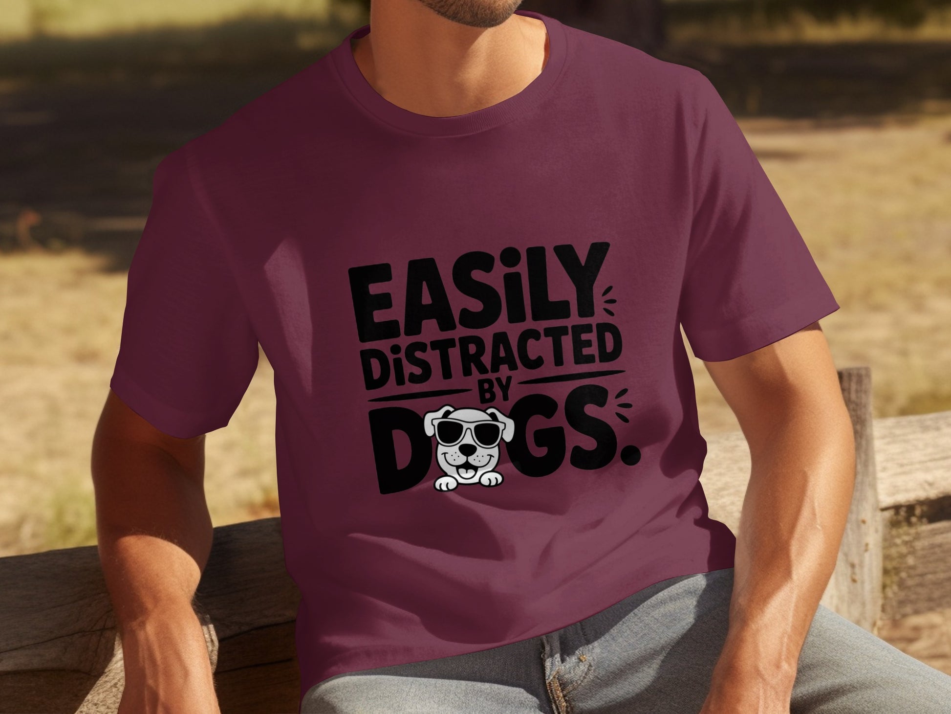 Easily Distracted by Dogs Funny Graphic Tee product