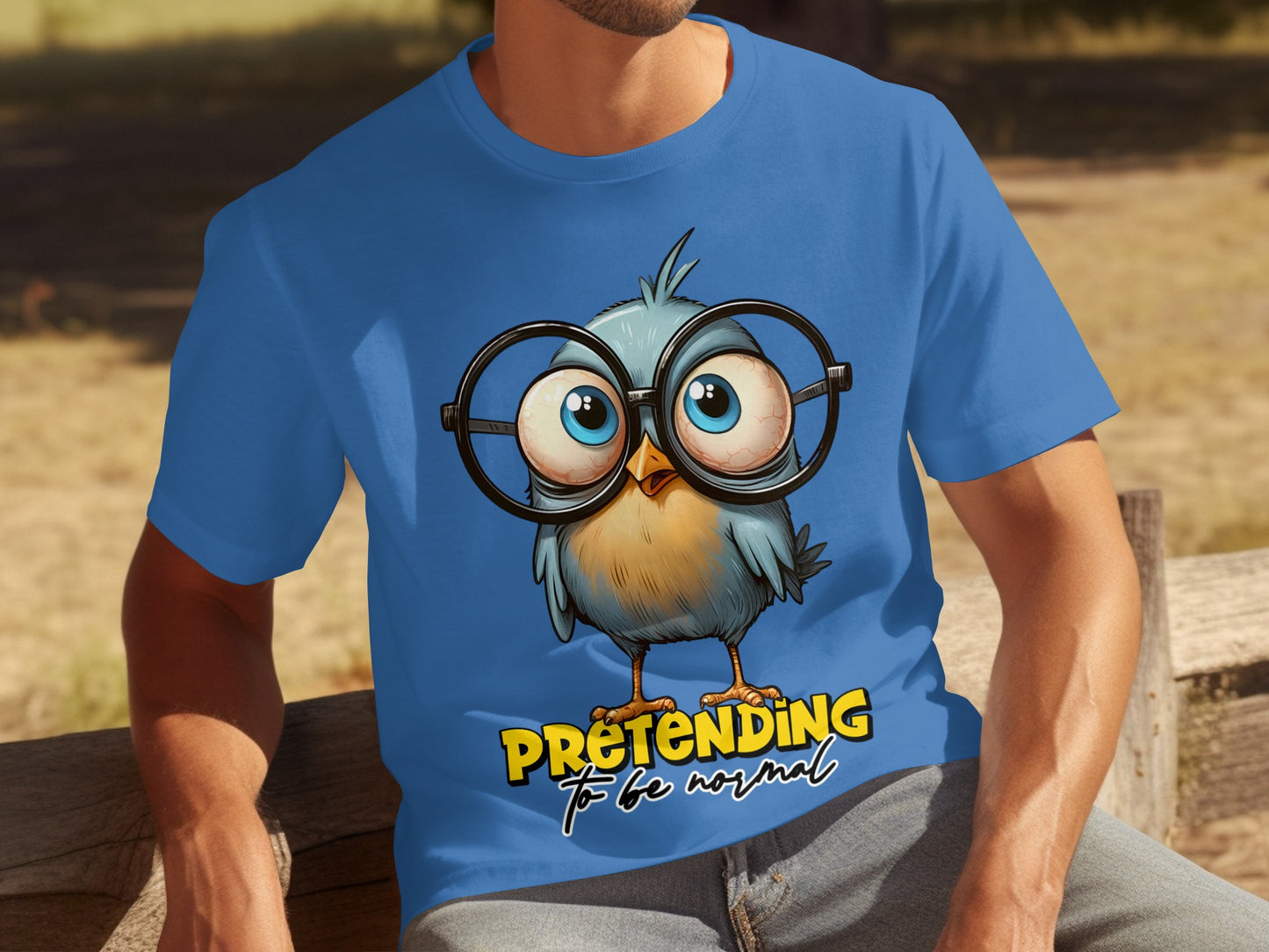 Funny Blue Bird with Glasses Pretending to Be Normal Shirt