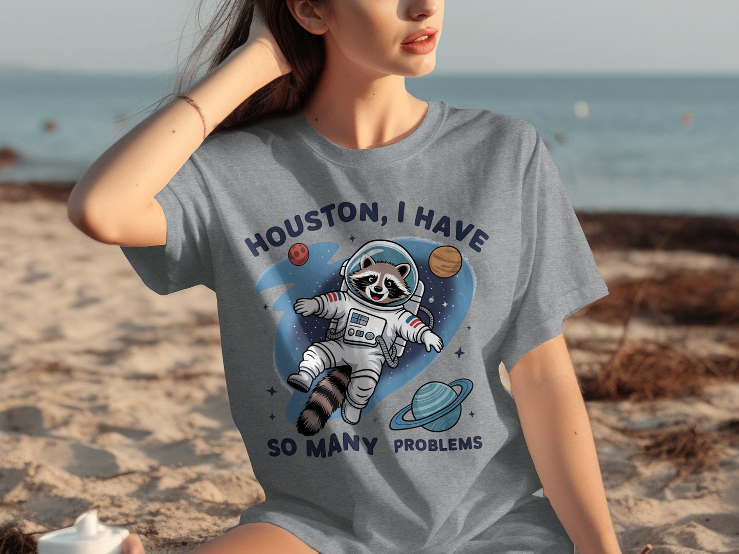Astronaut Raccoon Houston I Have Problems T-shirt