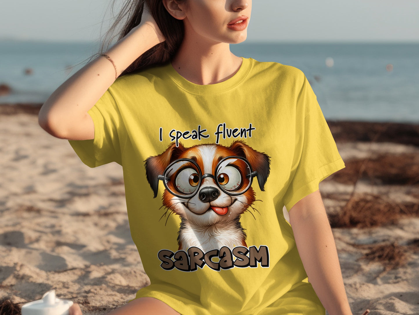 I Speak Fluent Sarcasm Cute Dog Graphic T-Shirt
