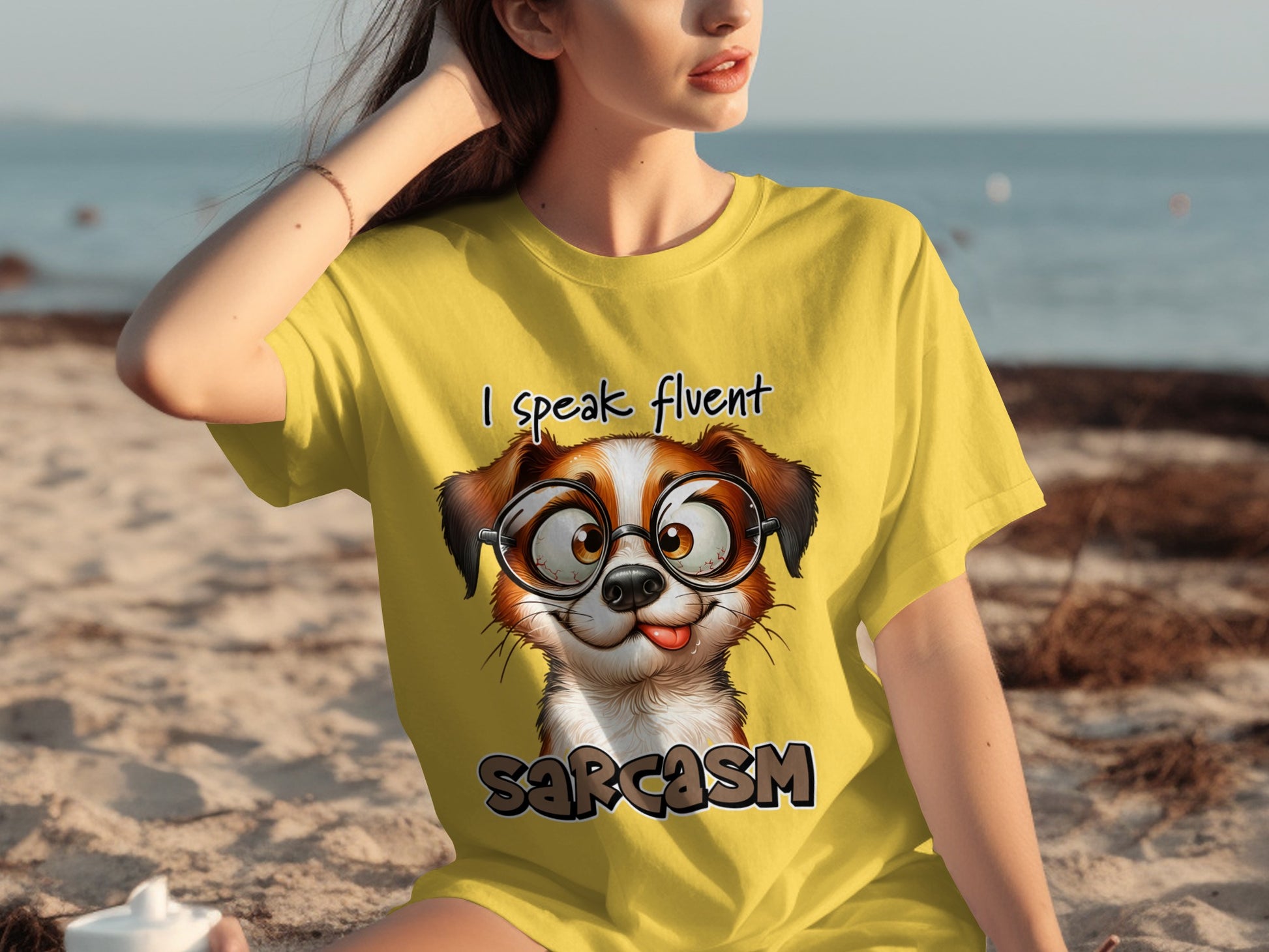I Speak Fluent Sarcasm Cute Dog Graphic T-Shirt