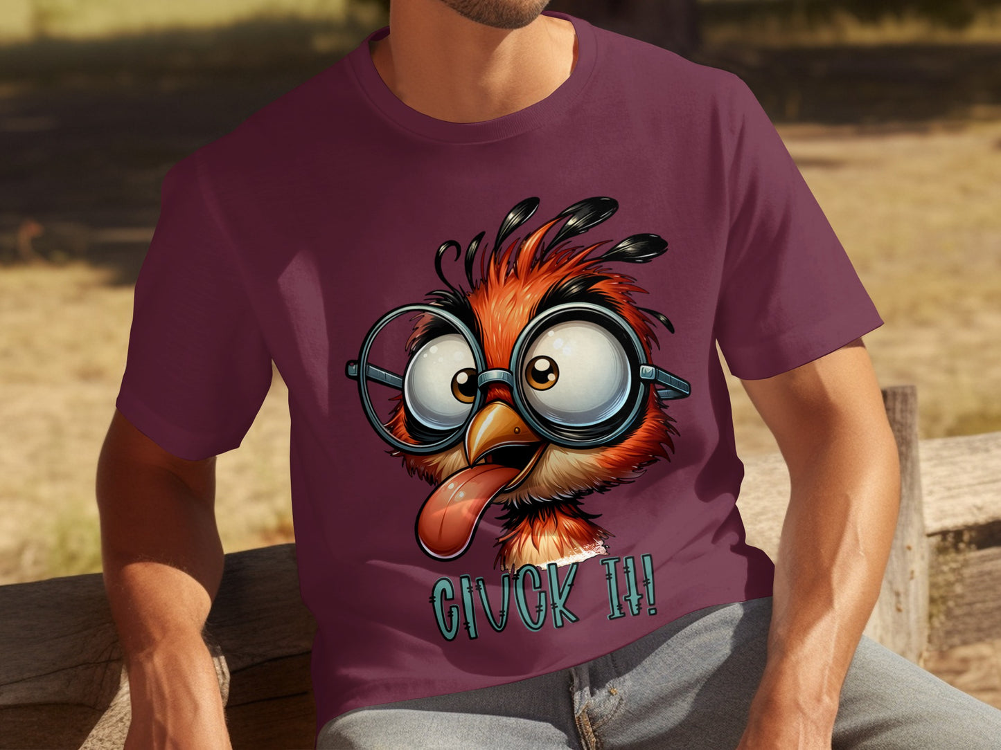 Fun Cartoon Bird with Glasses and Text T-Shirt