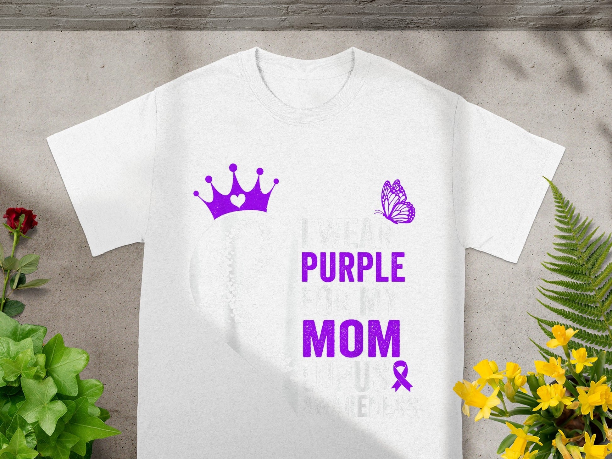 Purple Mom Crown Butterfly Awareness T-shirt
