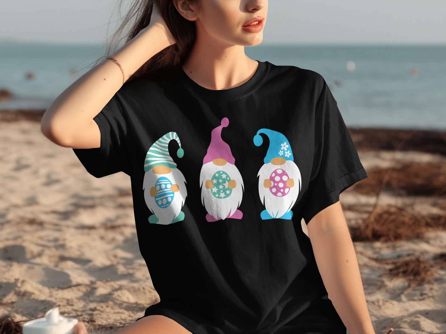 Colorful Easter Gnomes Graphic Design T-shirt