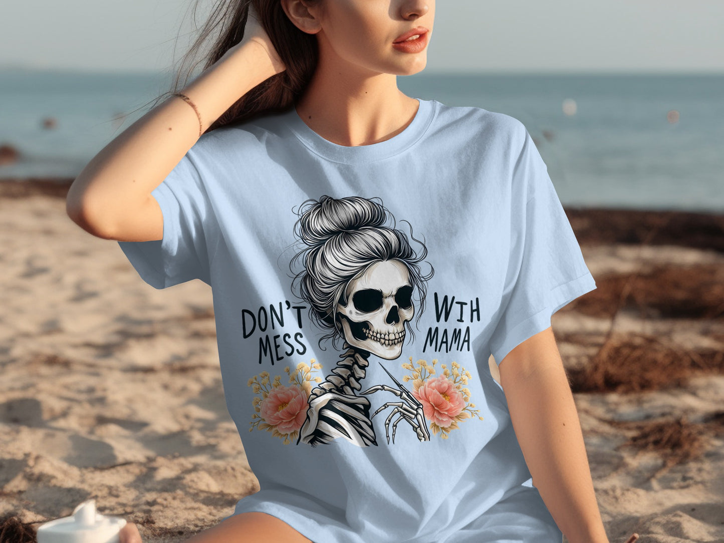 Don't Mess With Mama Skeleton Floral Graphic Shirt
