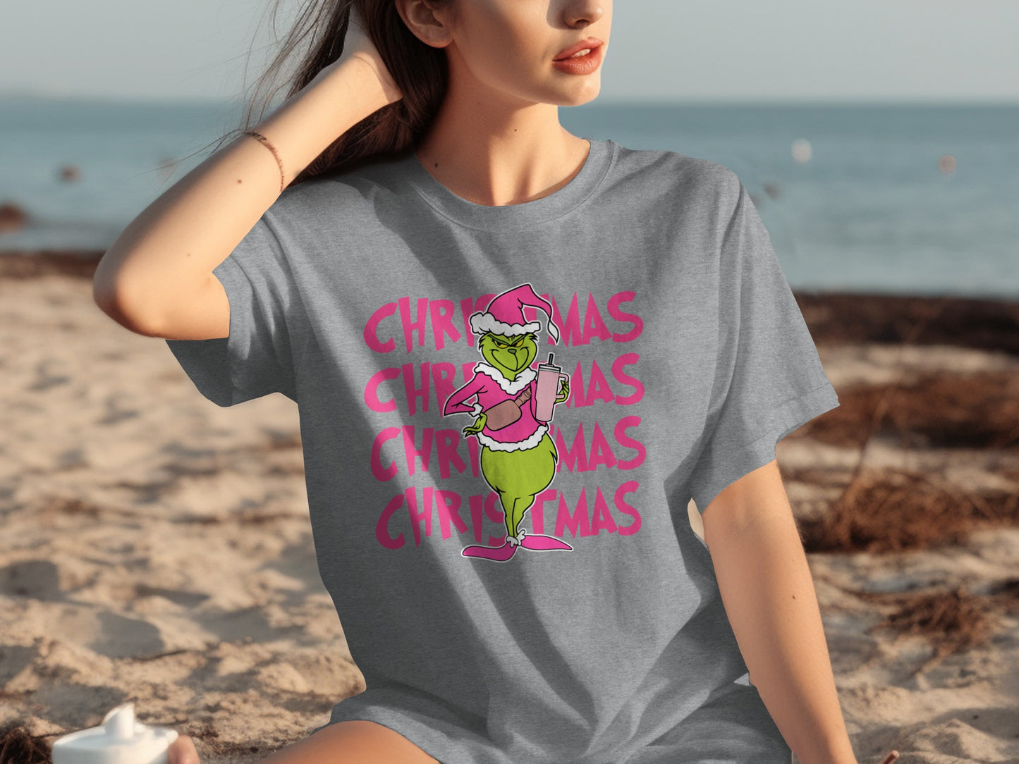 Christmas Themed Grinch Character Printed T-Shirt