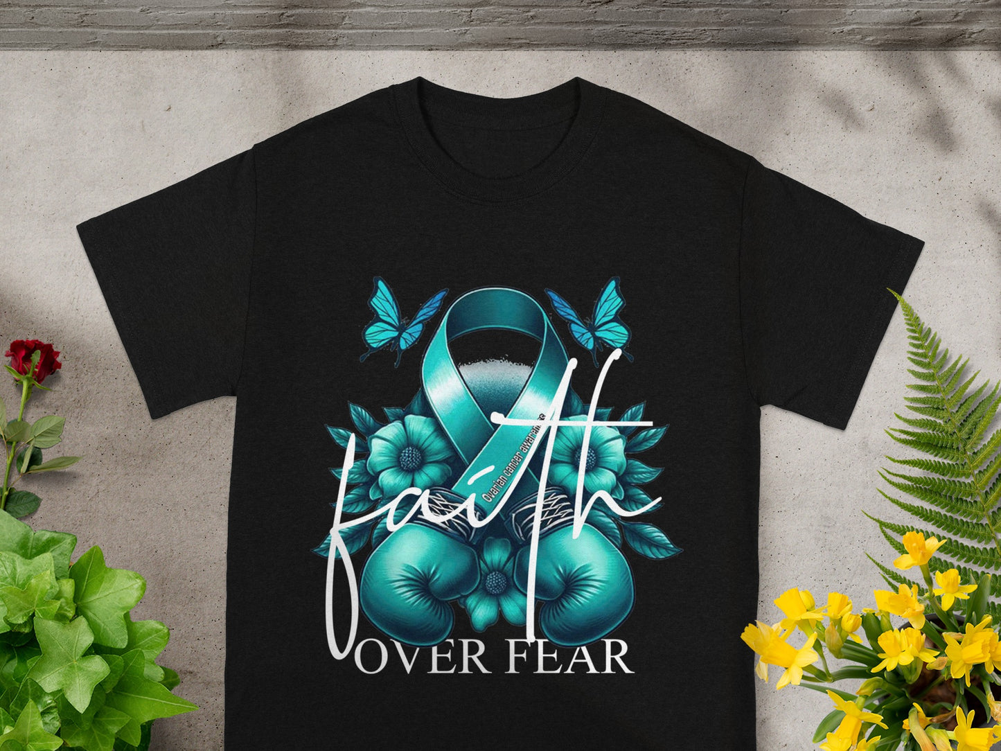 Faith Over Fear with Ribbon and Flowers T-shirt