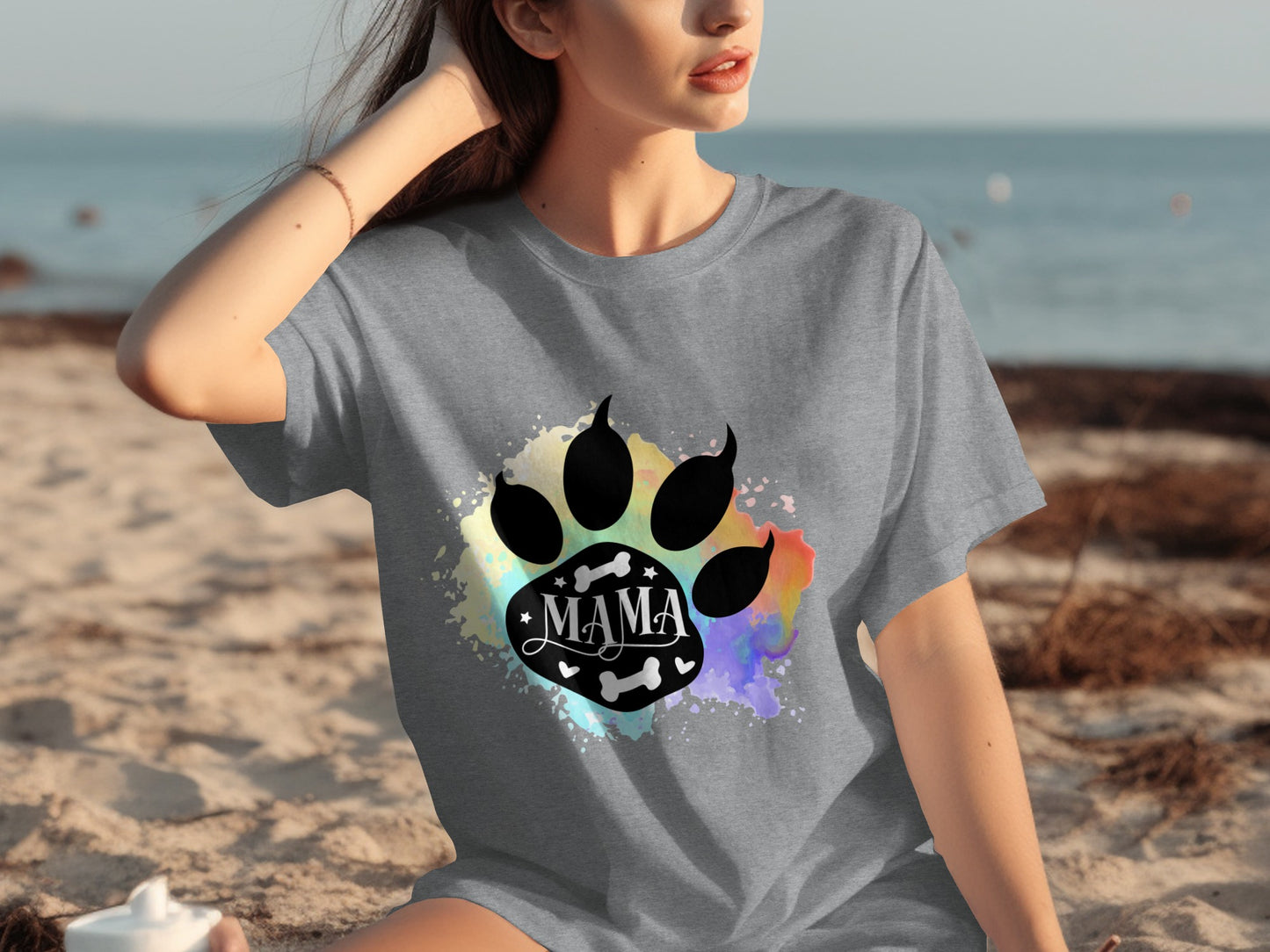 Colorful Paw Print Mama Design Women's Shirt