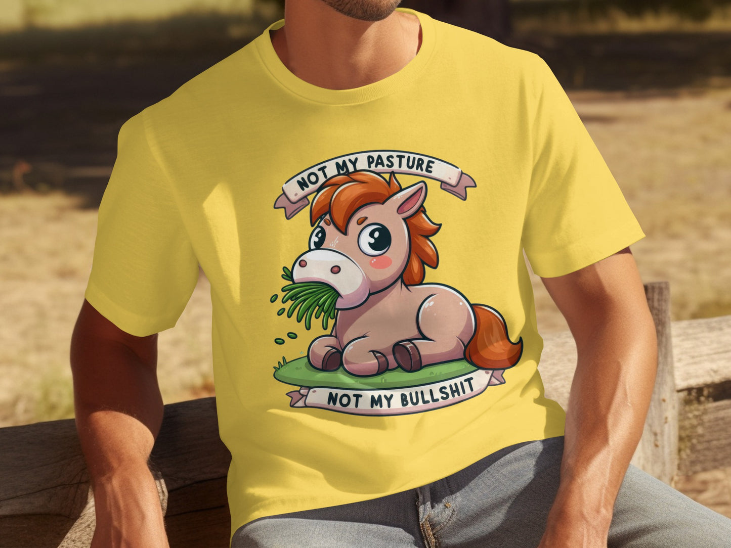 Not My Pasture Not My Bullshit Yellow Graphic Tee