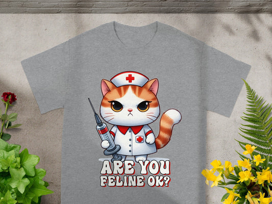 Are You Feline OK Nurse Cat Design T-Shirt