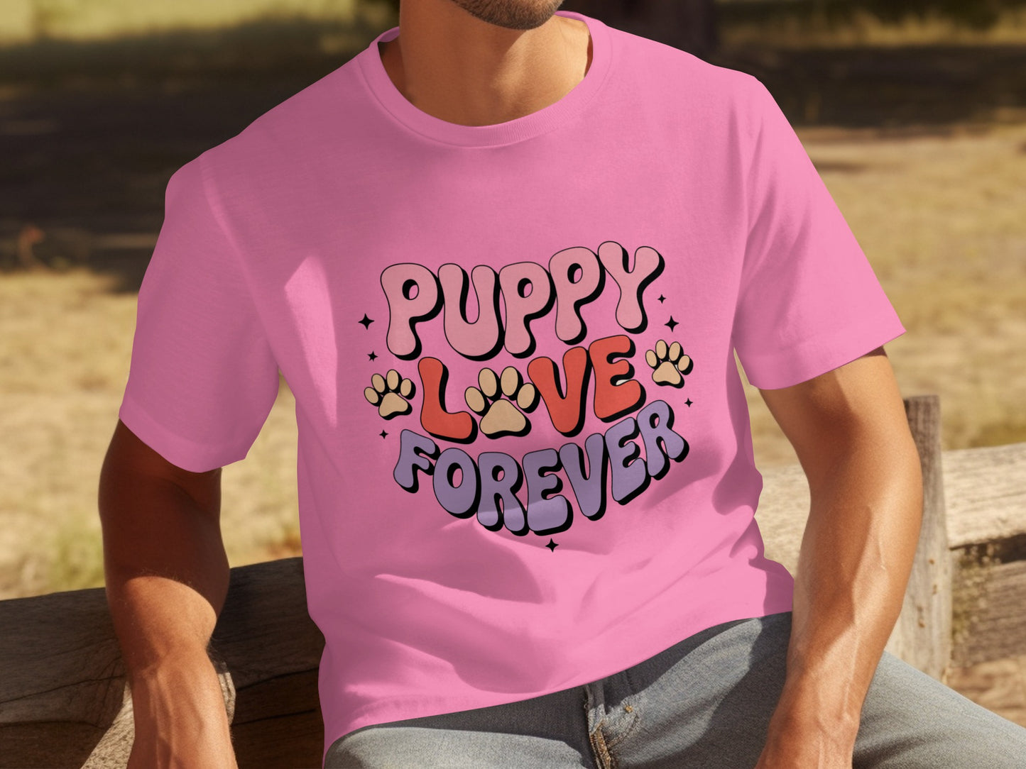 Puppy Love Forever Cute Pink T-Shirt Design