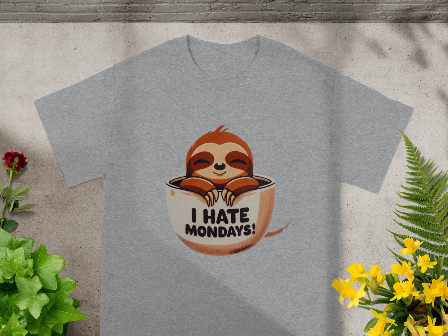 I Hate Mondays Sloth in a Cup Graphic T-shirt
