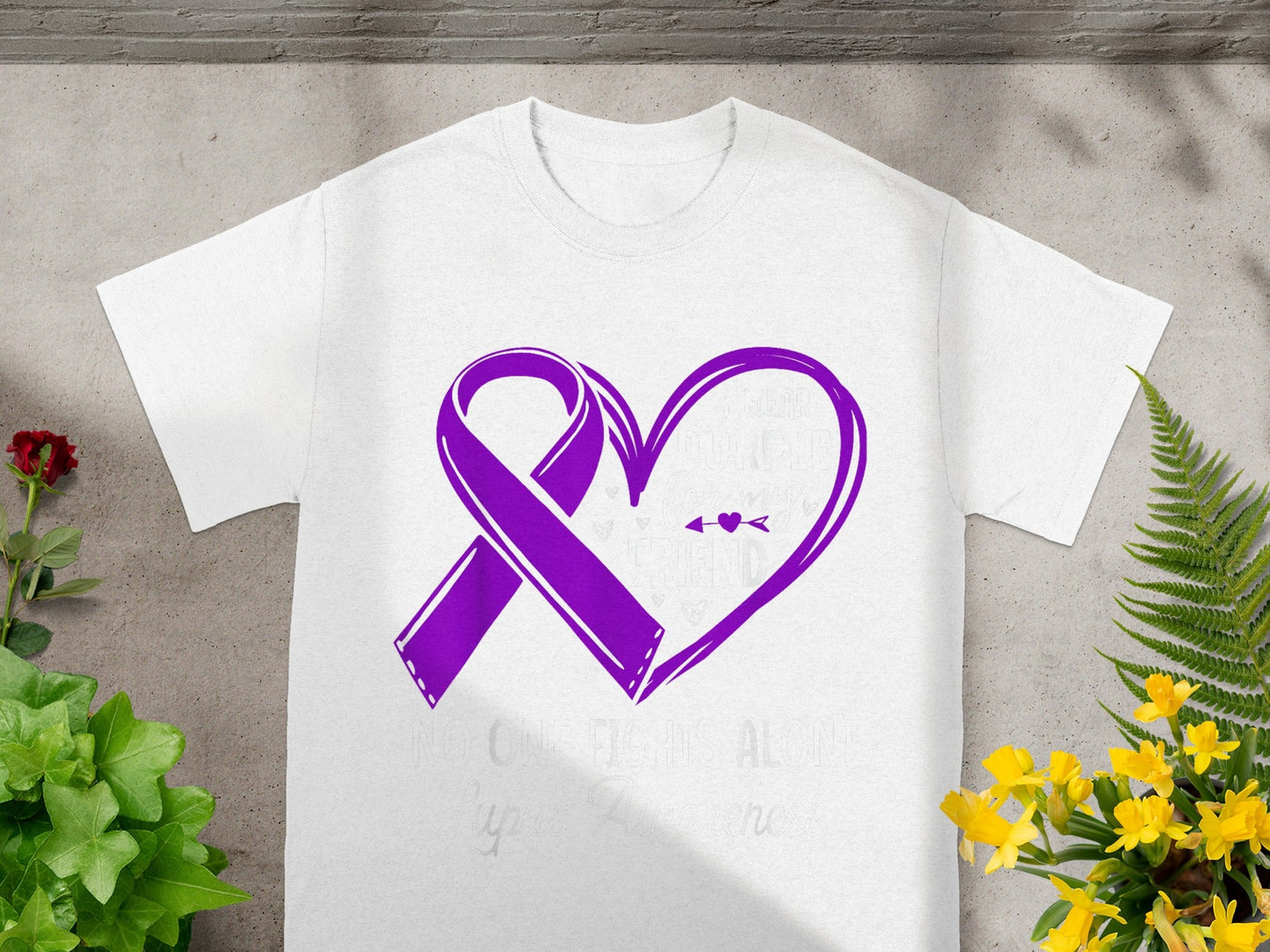 Purple Ribbon Heart Design Awareness T-Shirt