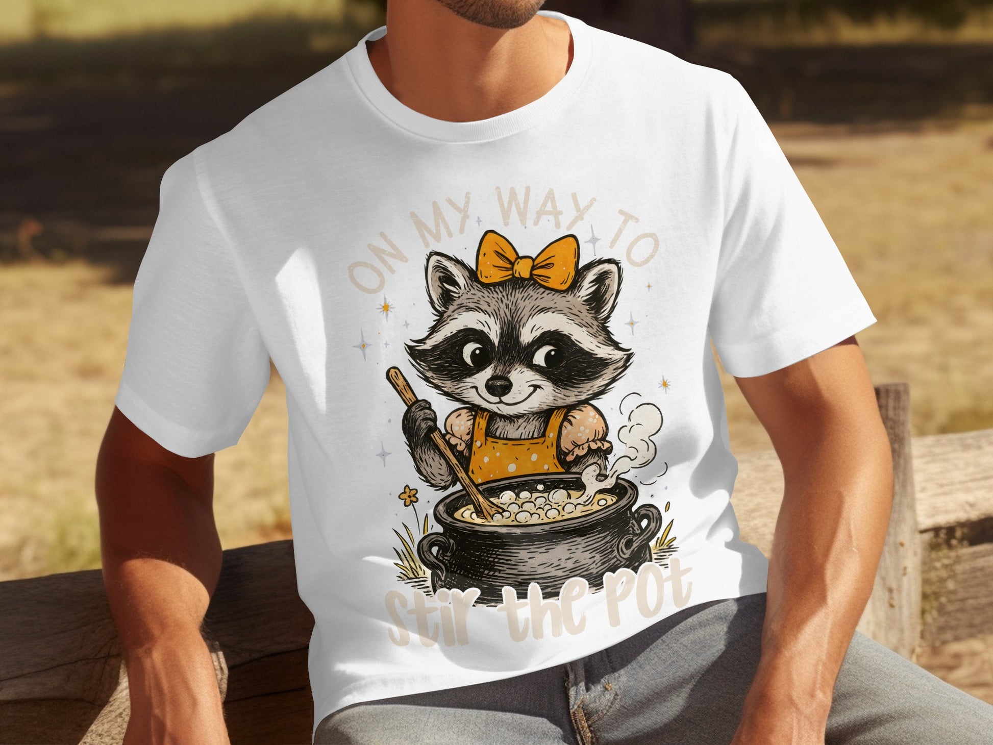 On My Way To Stir The Pot Raccoon T-Shirt