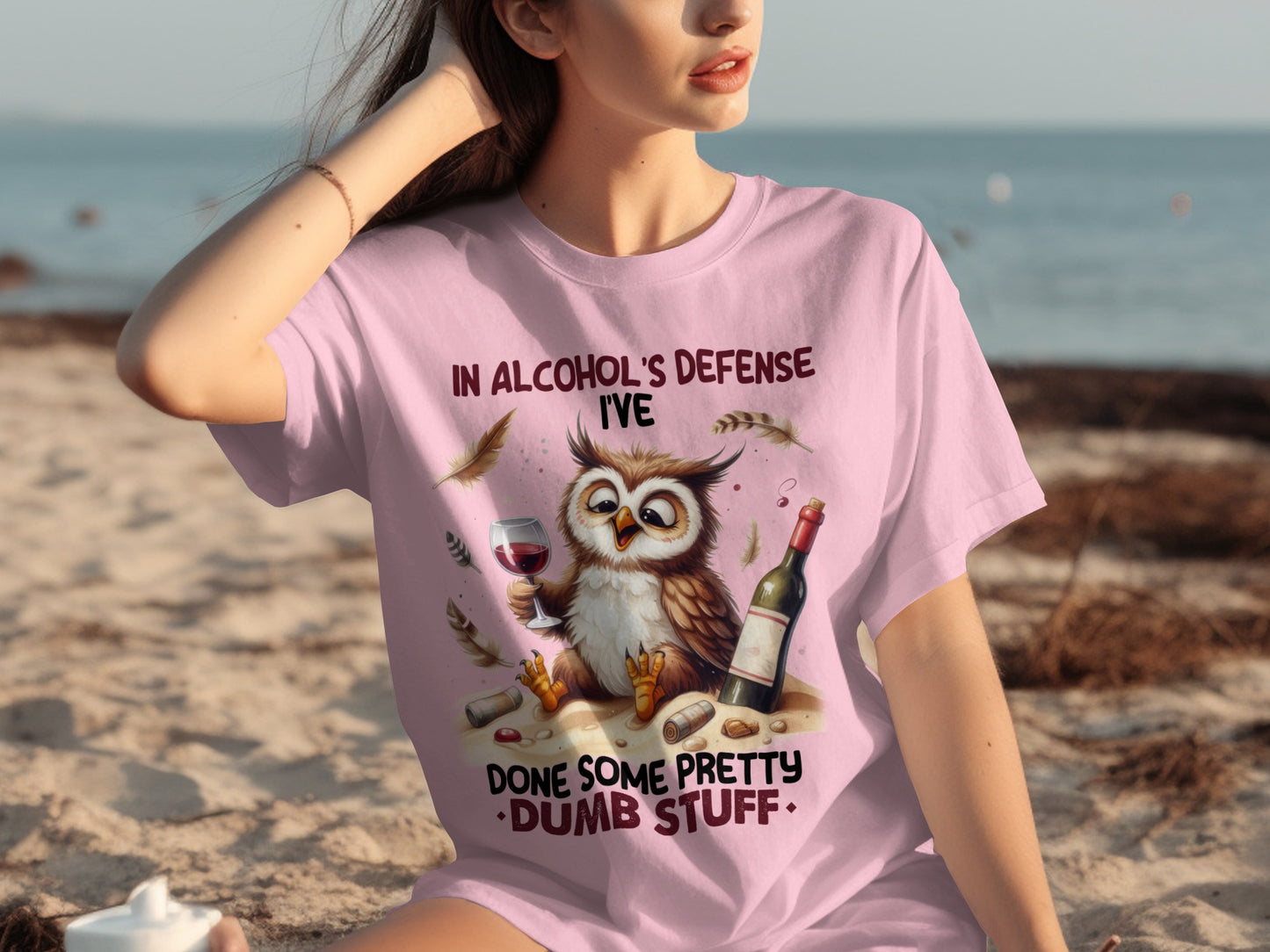 In Alcohol's Defense Funny Owl Graphic T-Shirt