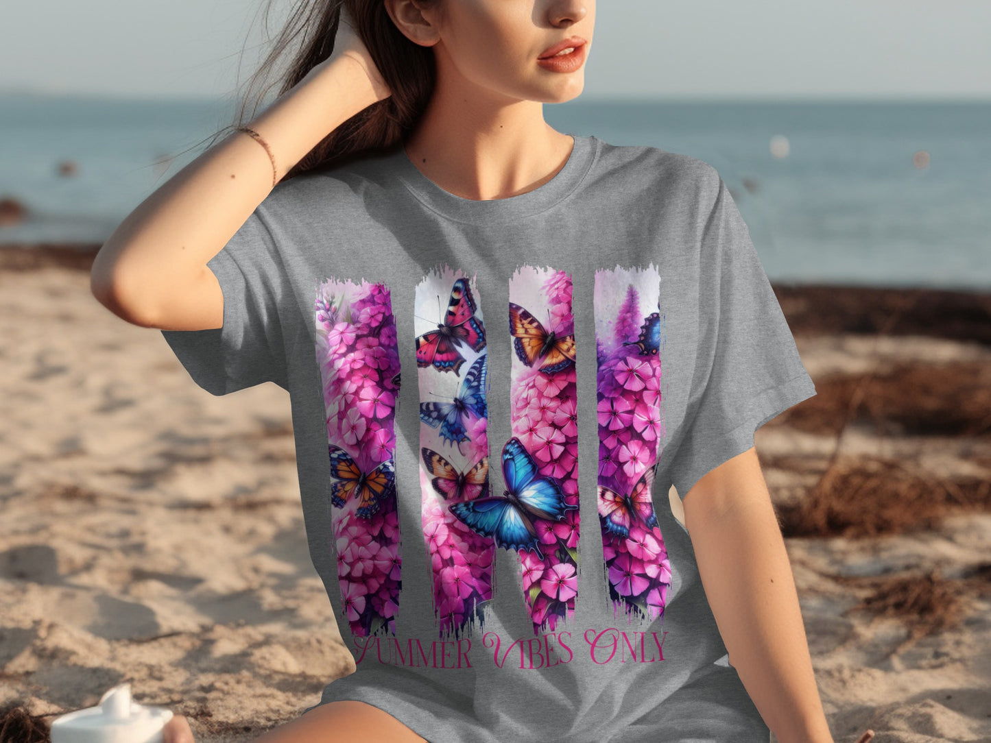 Summer Vibes Only Butterfly Graphic T-Shirt