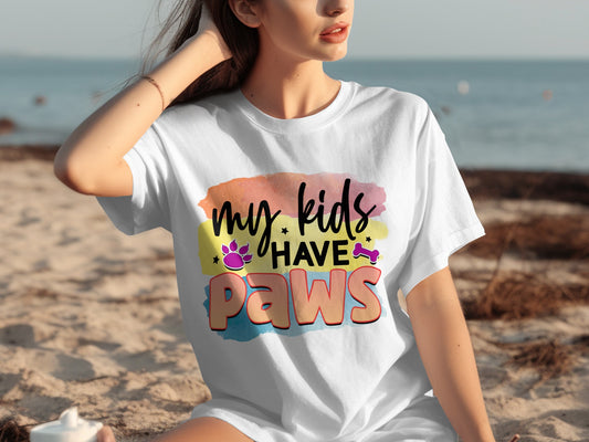 My Kids Have Paws Colorful Graphic T-Shirt