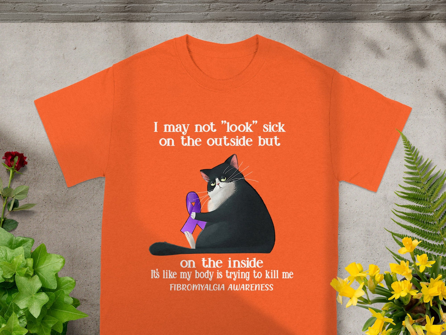 Fibromyalgia Awareness Cat Graphic T-Shirt
