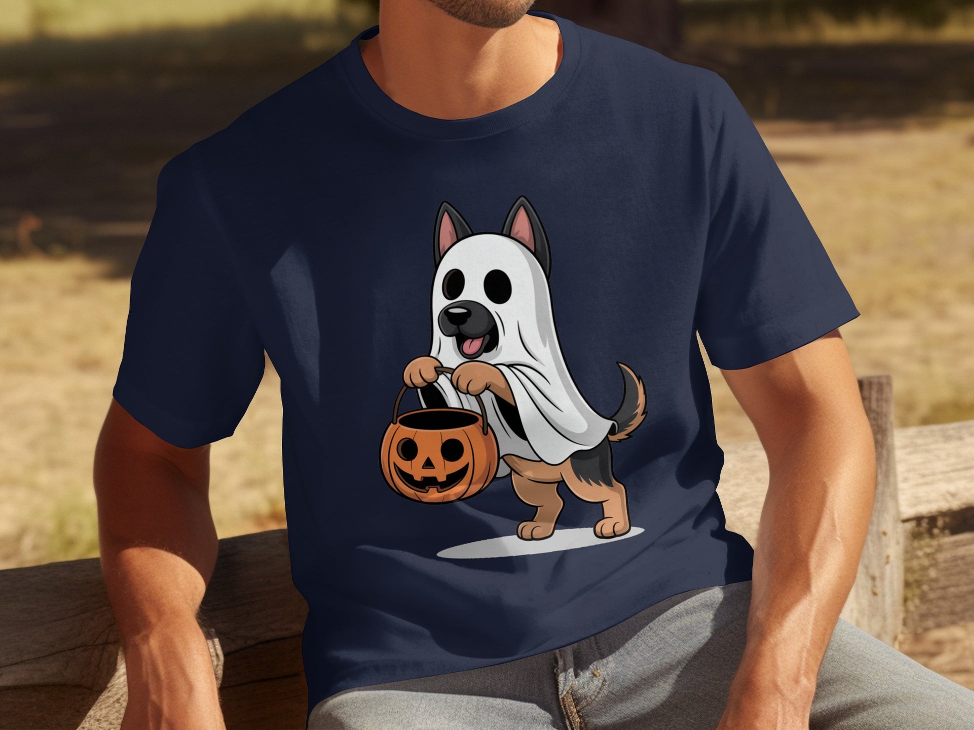 Trick or Treat Dog with Pumpkin Halloween T-Shirt