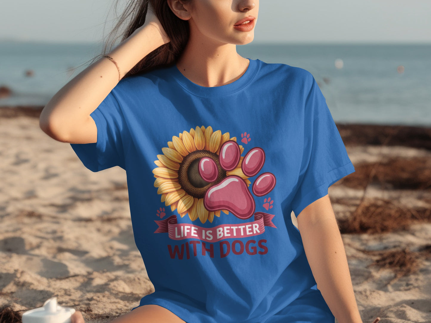 Life is Better with Dogs Sunflower Paw Design shirt