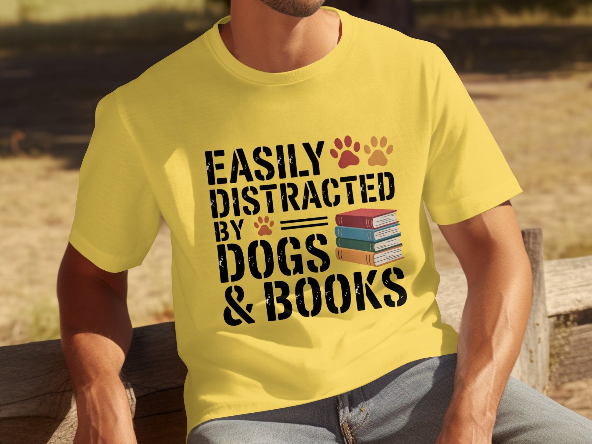 Easily Distracted By Dogs And Books T-Shirt