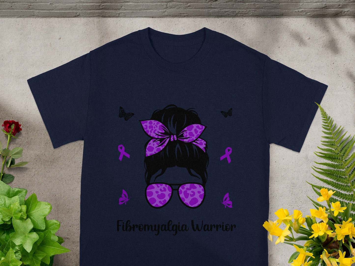 Fibromyalgia Warrior Ribbon and Butterfly Graphic Shirt