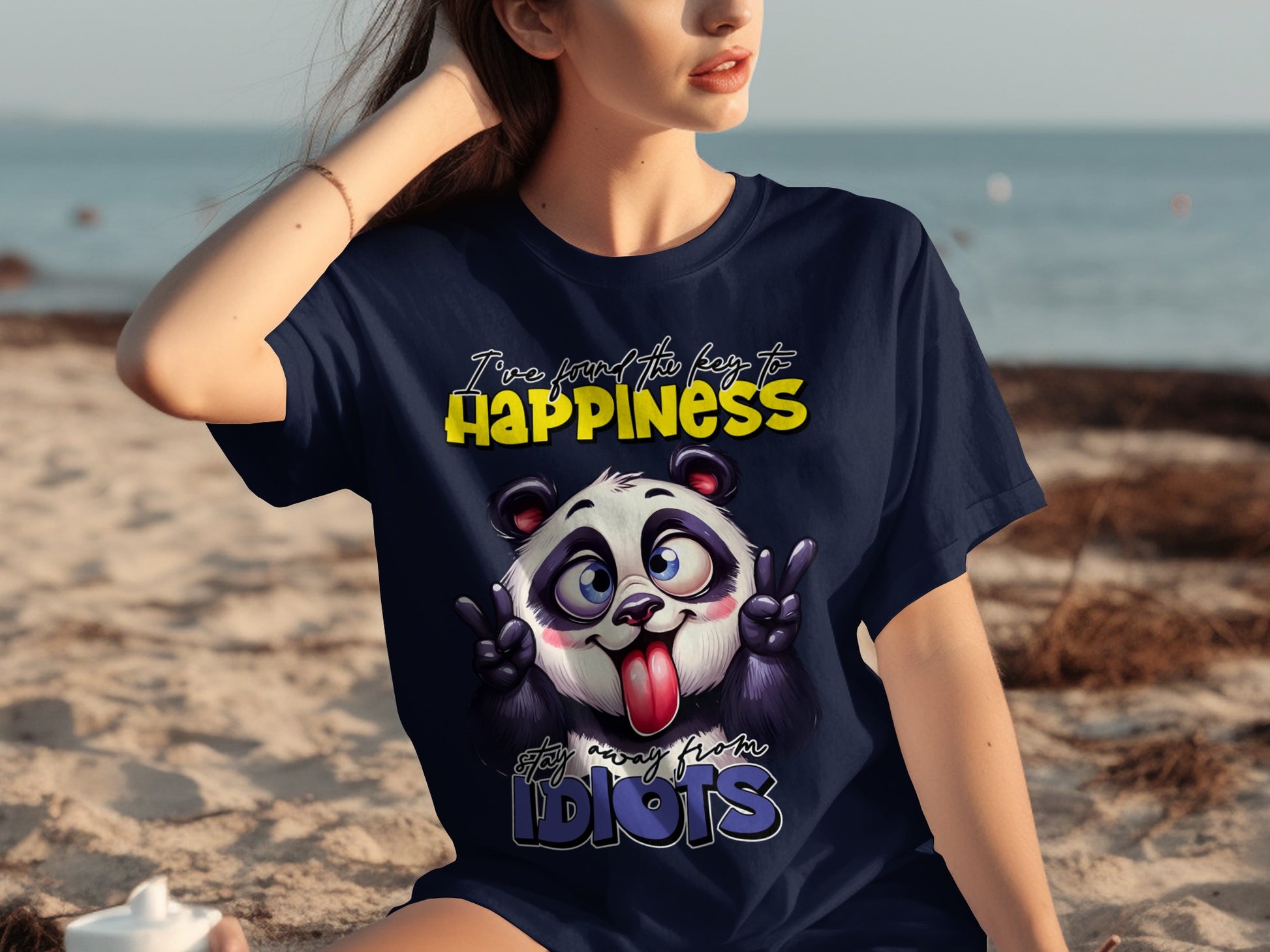Funny Panda Happiness Stay Away From Idiots T-Shirt