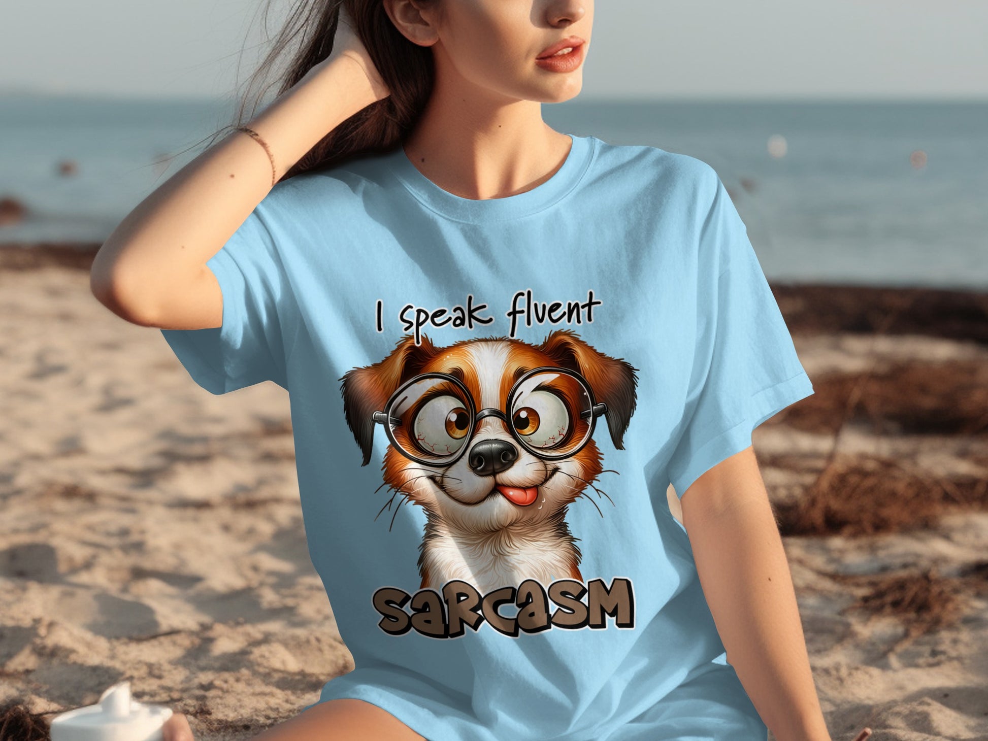 I Speak Fluent Sarcasm Cute Dog Graphic Tee Shirt