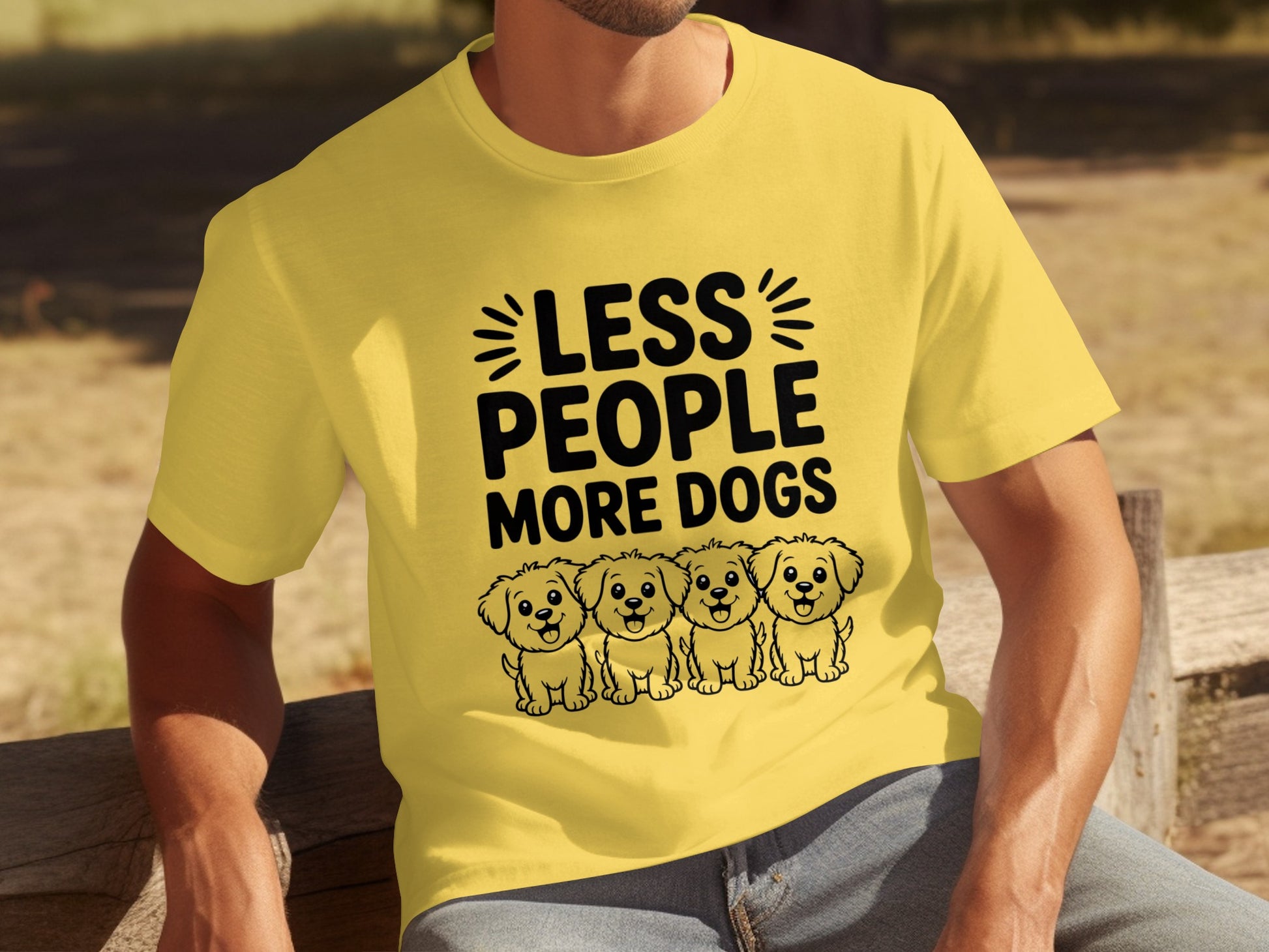 Less People More Dogs Cute Yellow Shirt