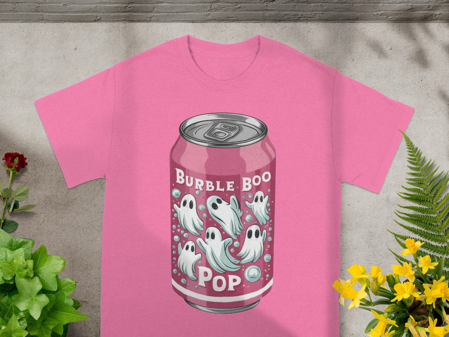 Burble Boo Pop Ghosts Can Design Pink T-Shirt