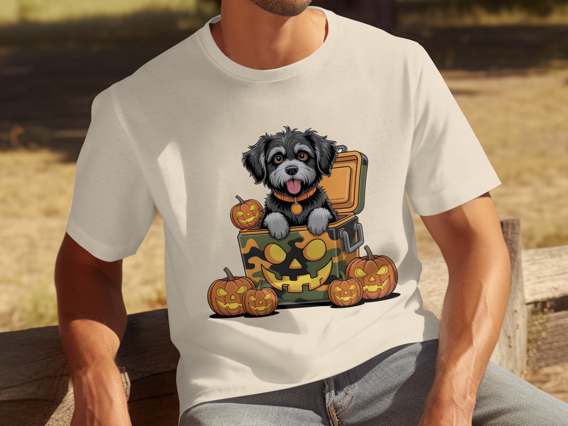 Adorable Puppy with Halloween Pumpkins T-Shirt