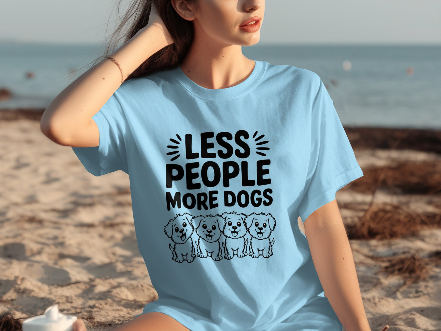Less People More Dogs Cute Puppy Graphic T-Shirt