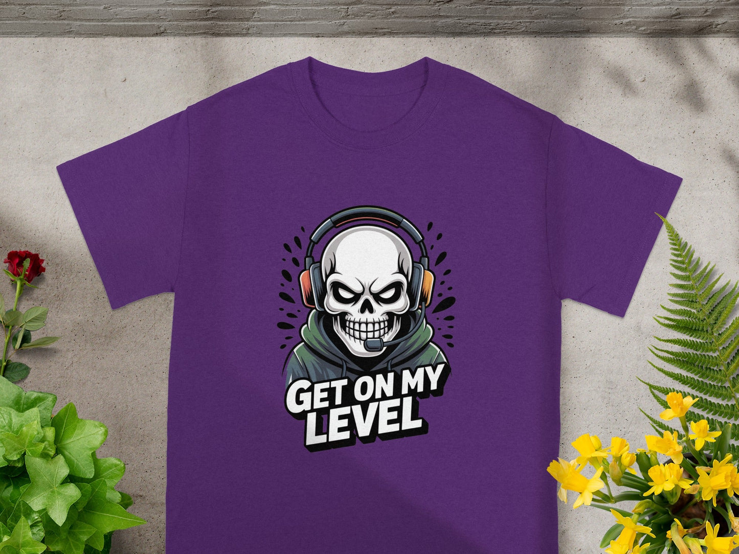 Get On My Level Skull Headphones Graphic Shirt