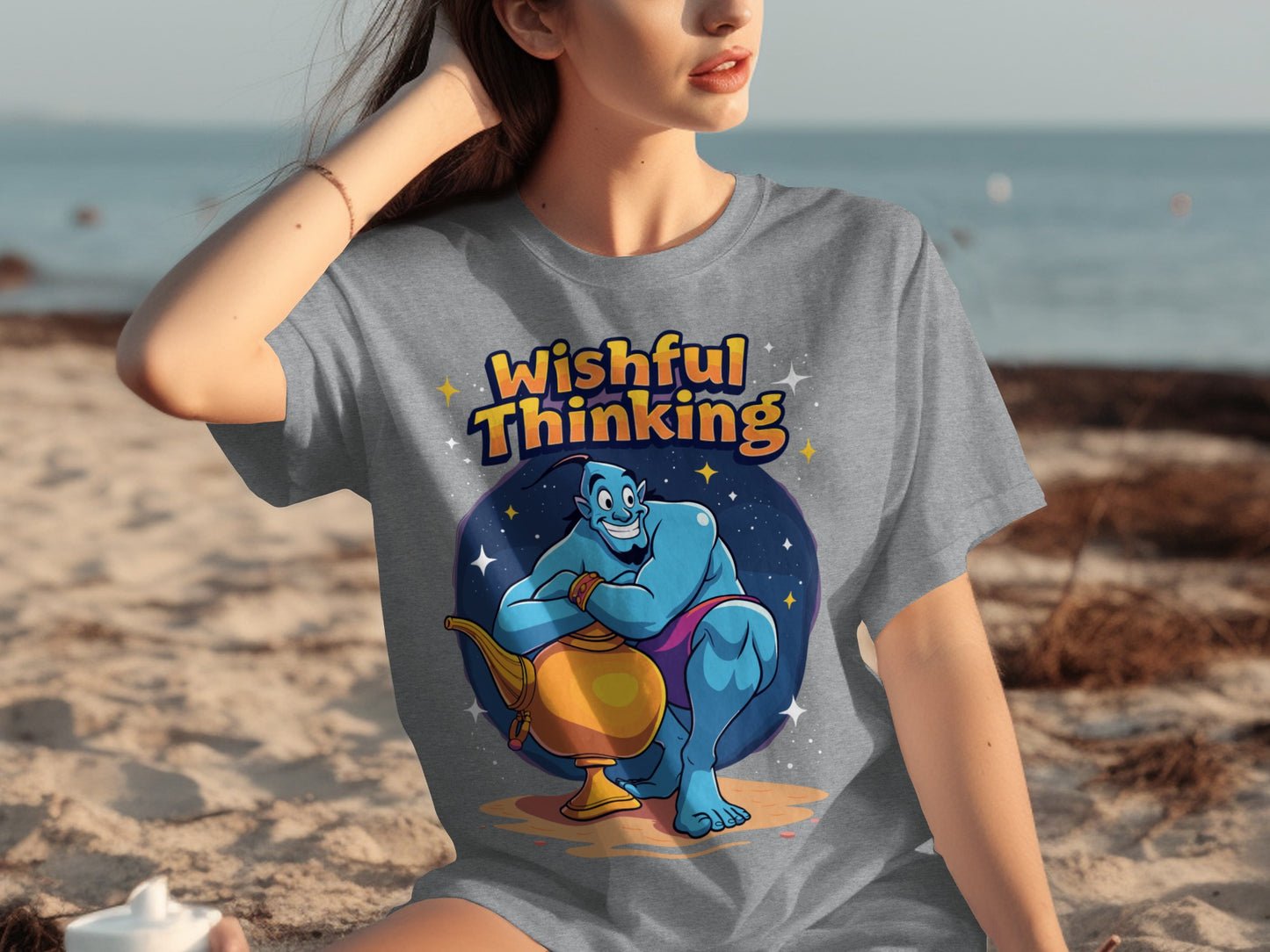 Wishful Thinking Blue Genie Graphic Tee Shirt