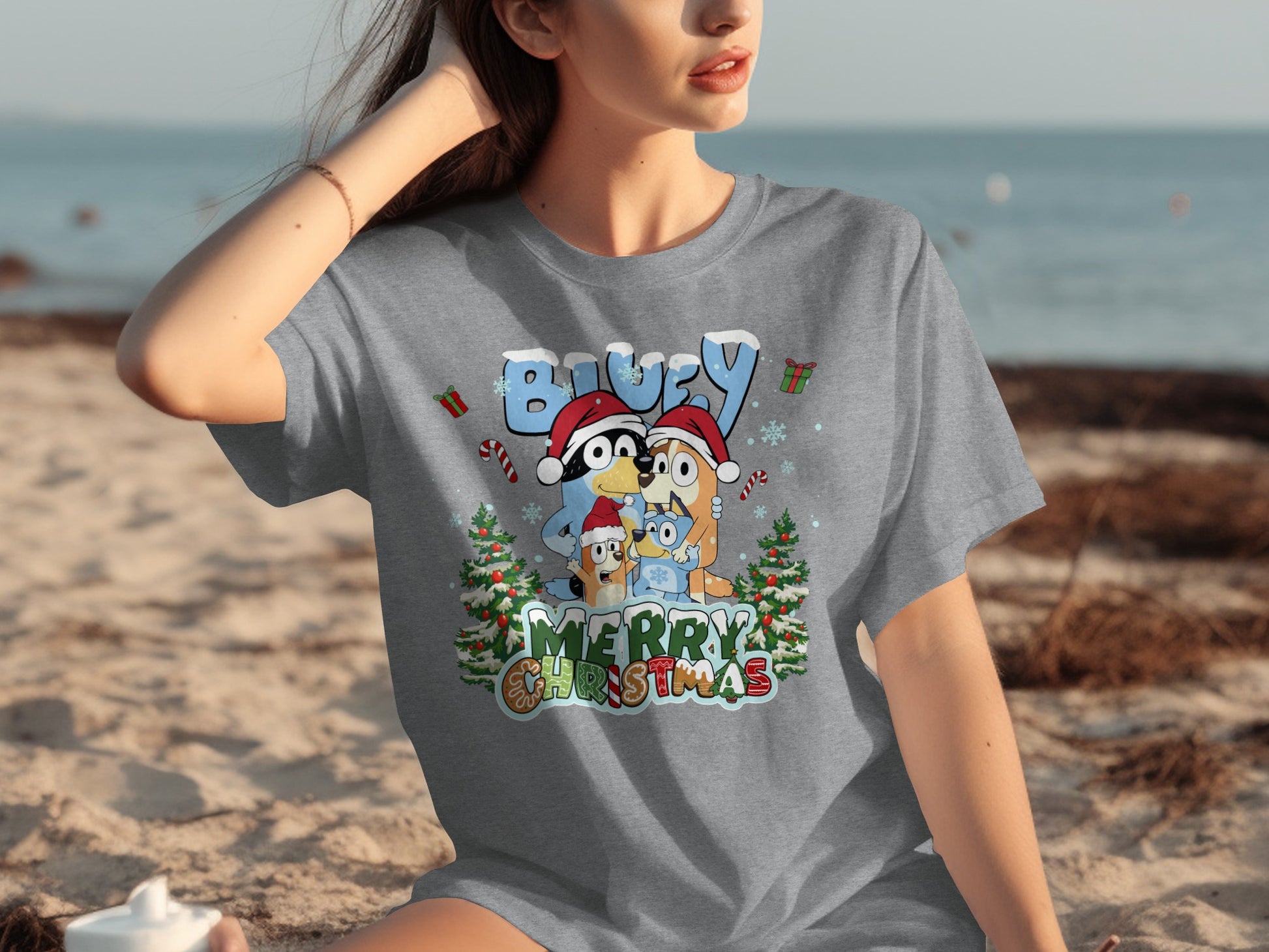 Bluey Merry Christmas Festive Graphic T-Shirt