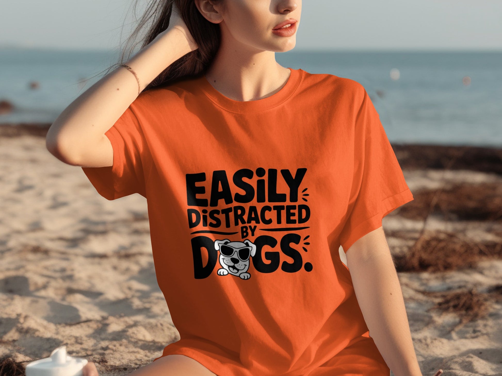 Easily Distracted By Dogs Fun Graphic T-Shirt