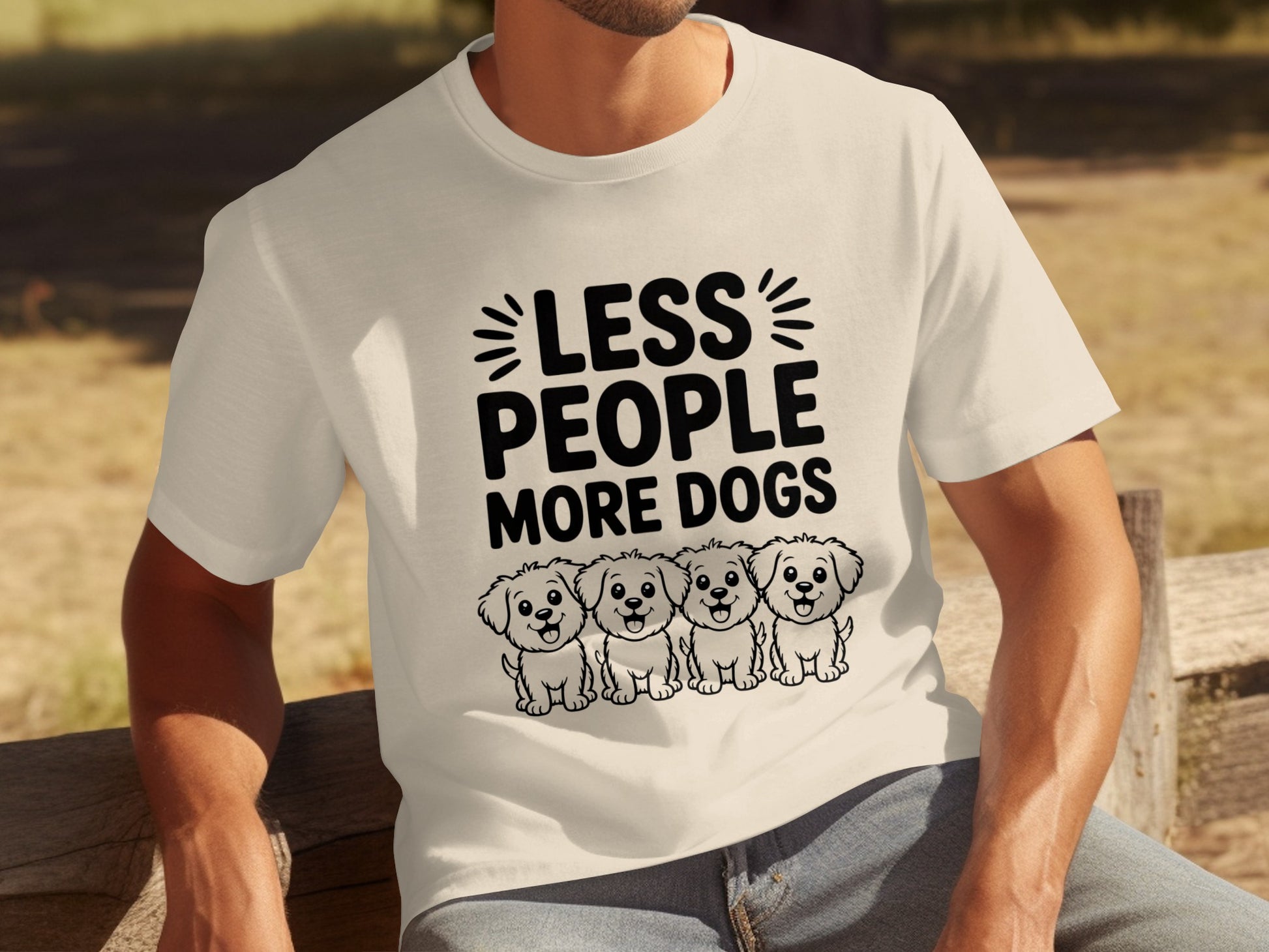 Less People More Dogs Funny Graphic T-Shirt