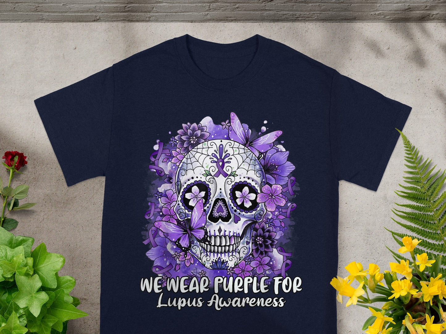 We Wear Purple For Lupus Awareness Skull T-Shirt