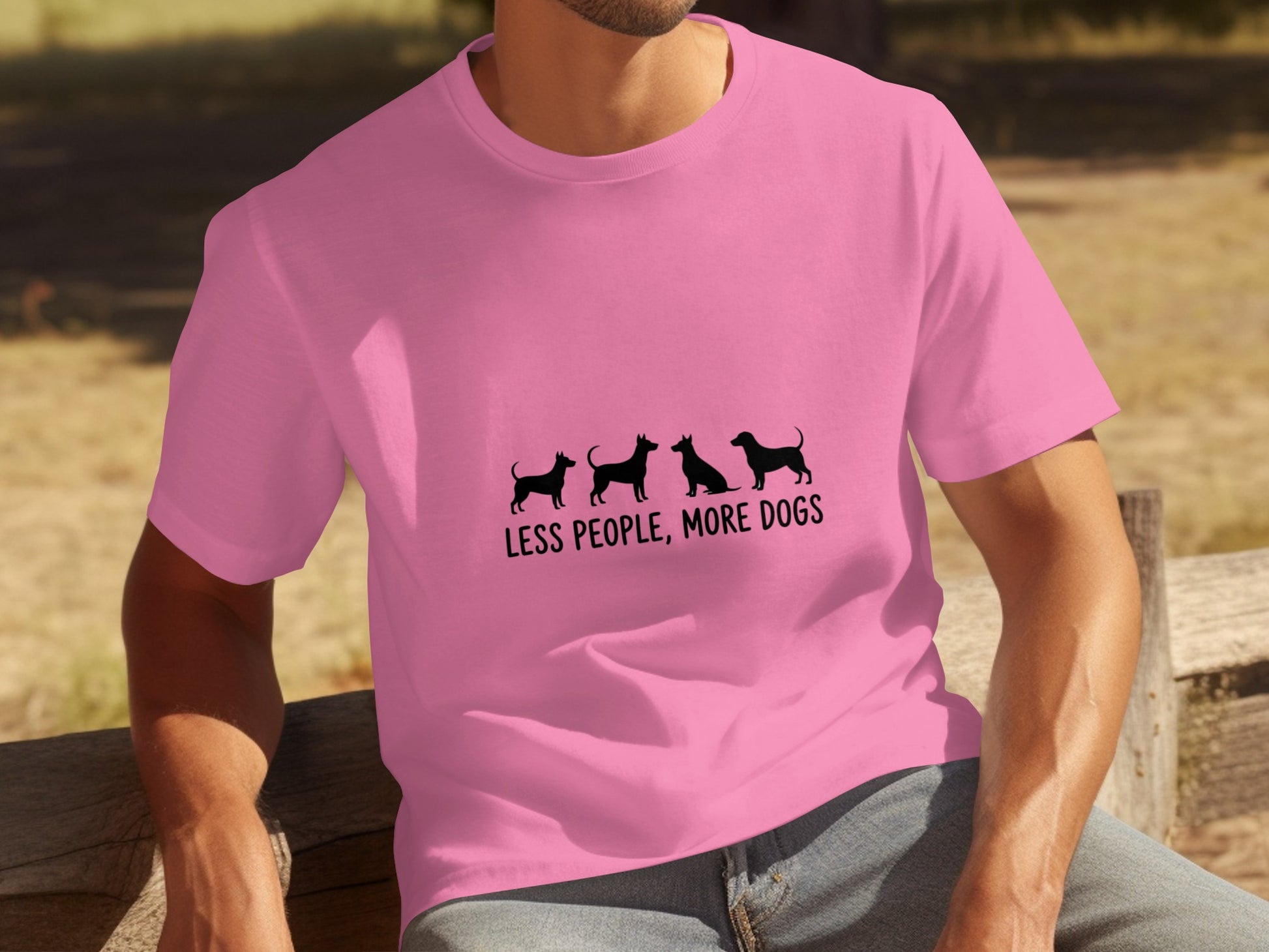 Less People More Dogs Graphic T-Shirt Fun Pet Lover