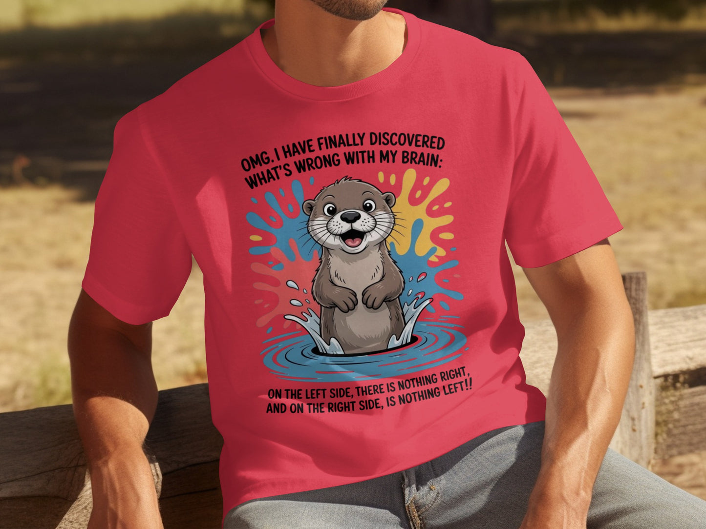 Otter Brain Funny Graphic Tee with Colorful Splash Design