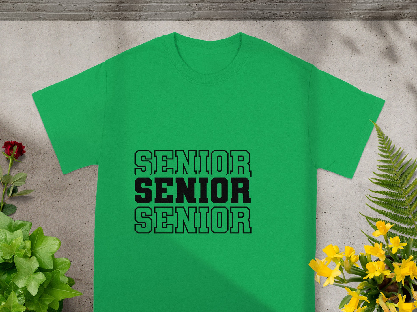 Senior Senior Senior Triple Text Green T-shirt