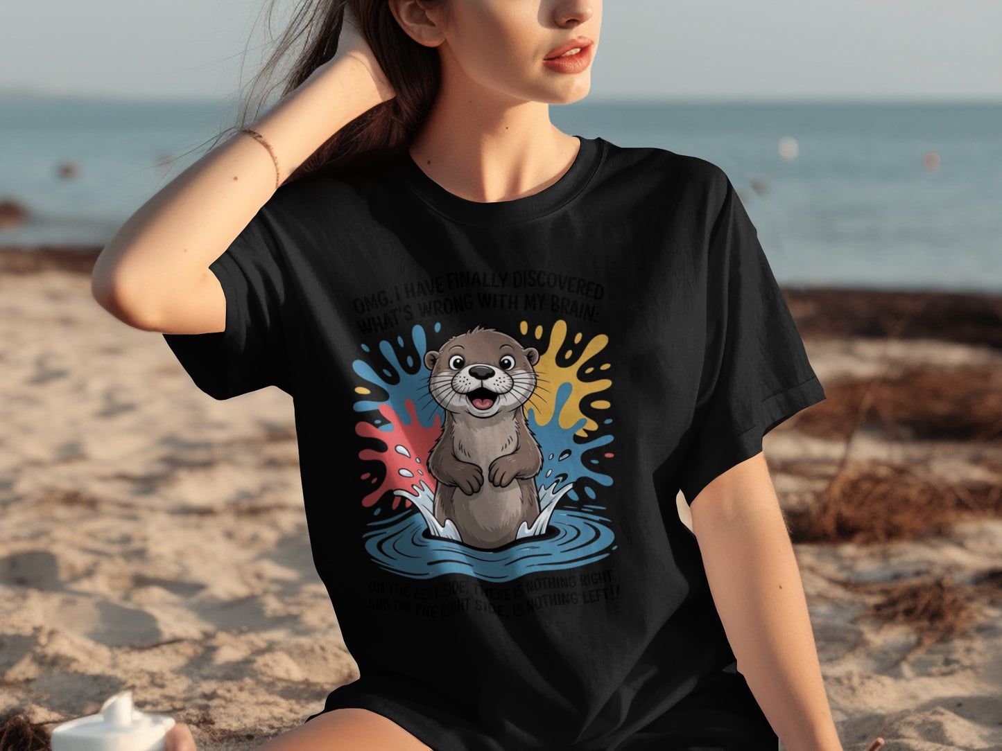 Hilarious Otter Design Funny Brain Quote T-Shirt