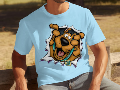 Cartoon Dog Breaking Through Graphic T-shirt